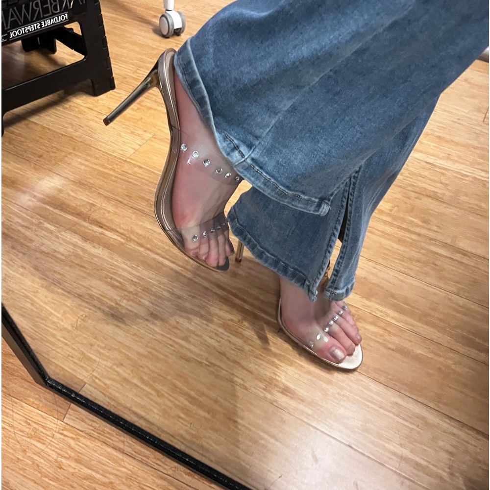Schutz Ariella crystal sandals Gold, 3.6in/9cm